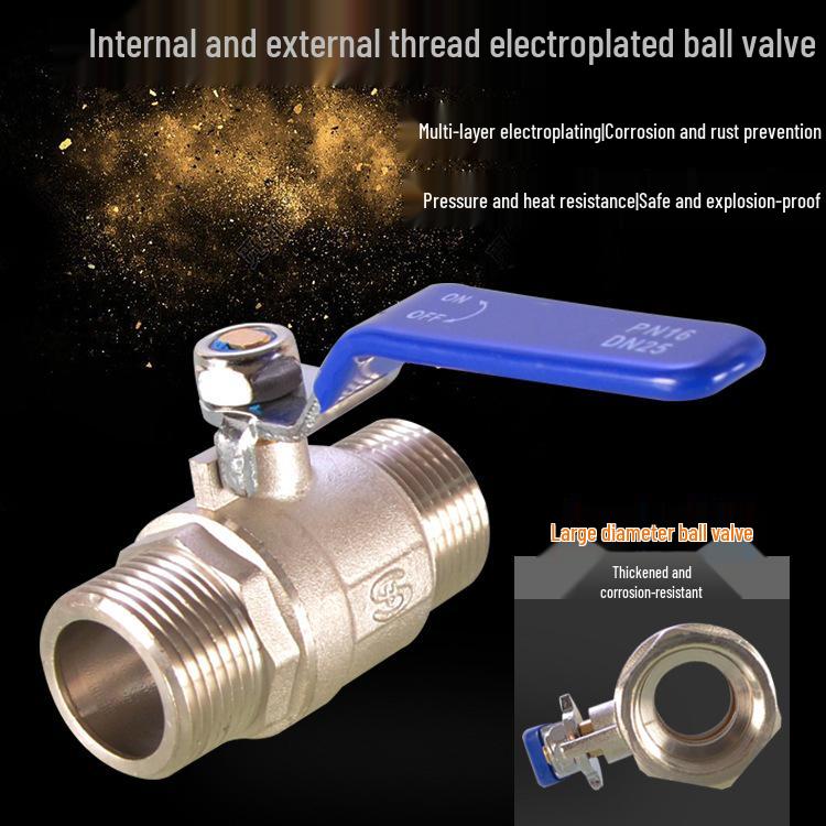 Large Flow 2-Piece Brass Ball Valve with Male/Female Threads for Water Pipes, Available In 1", 1.2", 1.5", and 2" Sizes