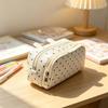 Kawaii Polka Dot Cat Pencil Case Large Capacity Clear Window Inner Pockets For Students School Stationery Storage