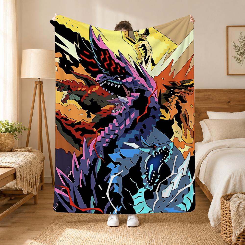 Monster Hunter Game Throw 240g Flannel Blanket, Suitable for Sofas, Beds, Offices,  Exquisite Gift Blankets