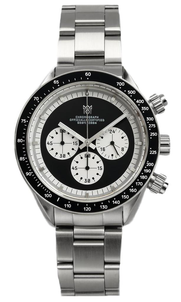 [HYAKUICHI 101] No.13 Hyakuichi Classic Chronograph No Date Center Chrono Black Panda