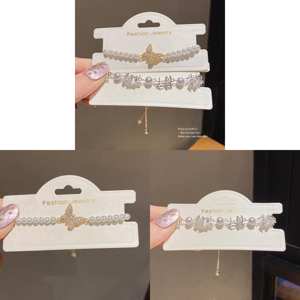 Butterfly Jewelry Bracelet With Zircon And Simulated Pearl For Women Gift Giving