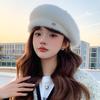 Autumn and Winter Korean New Rabbit Wool Hat Women's High End Temperament Versatile Painter Hat Cold Proof Face Small Beret Hat