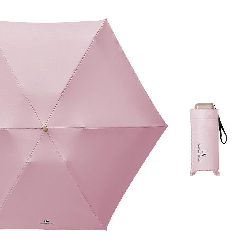 UV Flat Five-Fold Women's Sun & Rain Mini Umbrella - Black Glue Sunshade & Sunscreen, Customizable Design