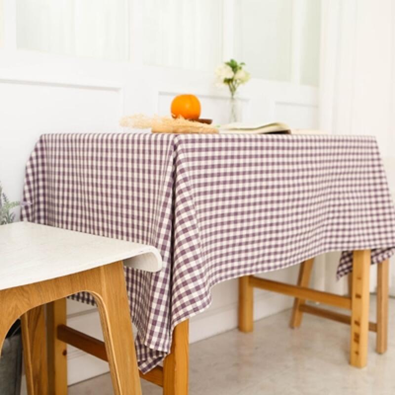 Melancheck Purple Cotton Tablecloth For 2 people