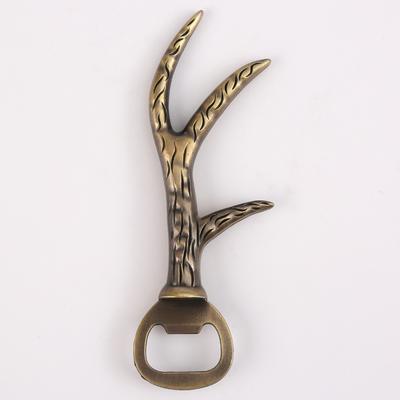 Creative European-style Home Christmas Antler Beer Opener with Metal