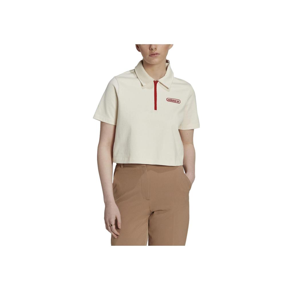 Adidas Originals Trefoil Logo Polo Shirt Women Tops White HL6578