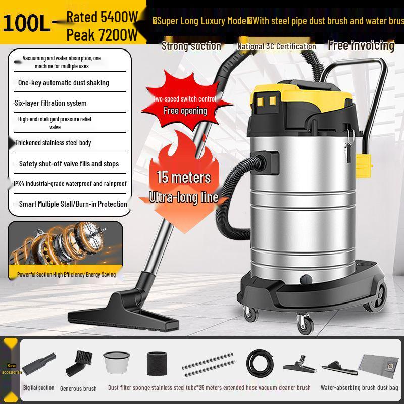 High-Power Industrial Vacuum Cleaner for Household, Car, and Carpet Grout Cleaning