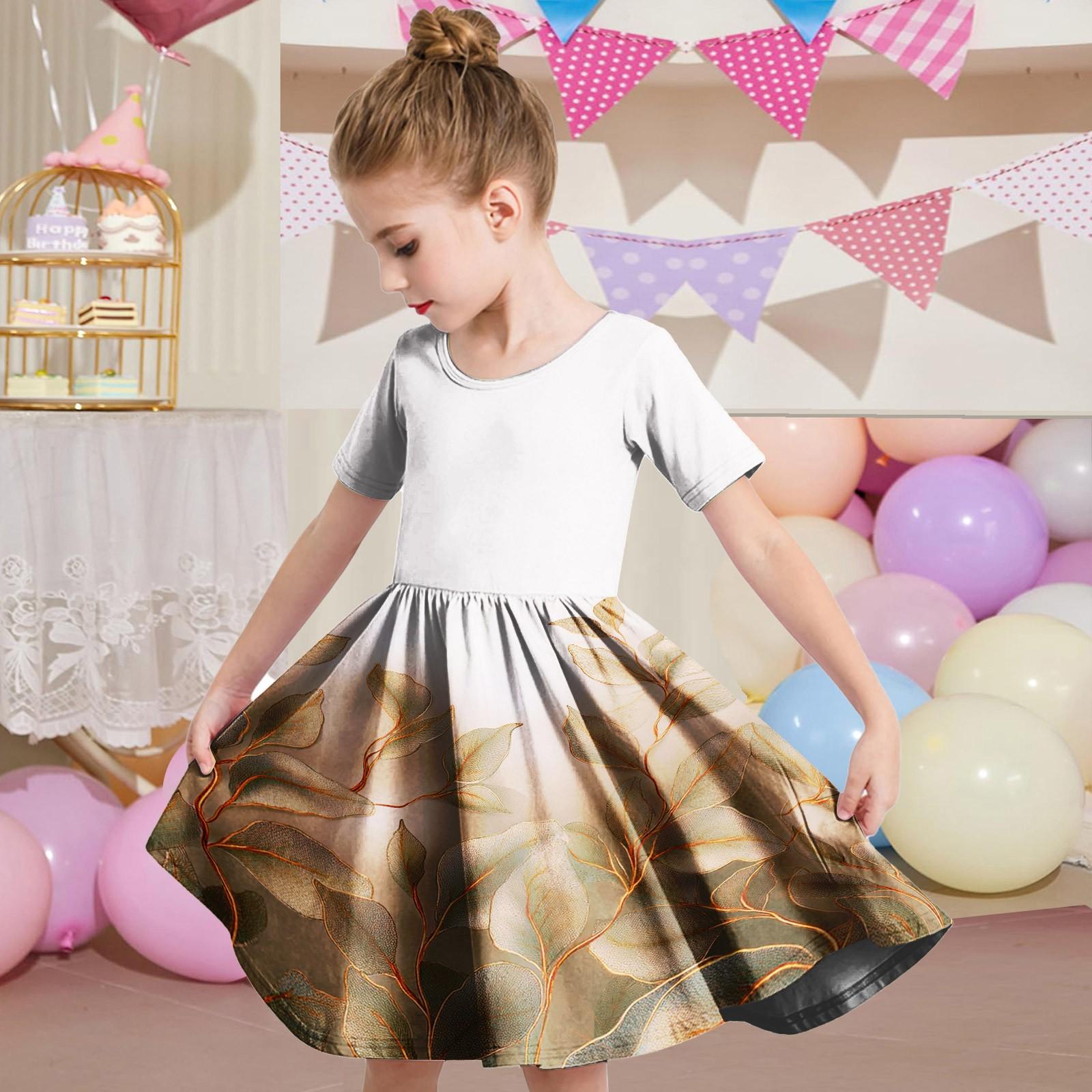 

Дівчинка Літня Сукня Малюк Сукня Скейтера Однотонна Короткий Рукав Повсякденна А-Силуету Футболка Сукня 110 бежевий