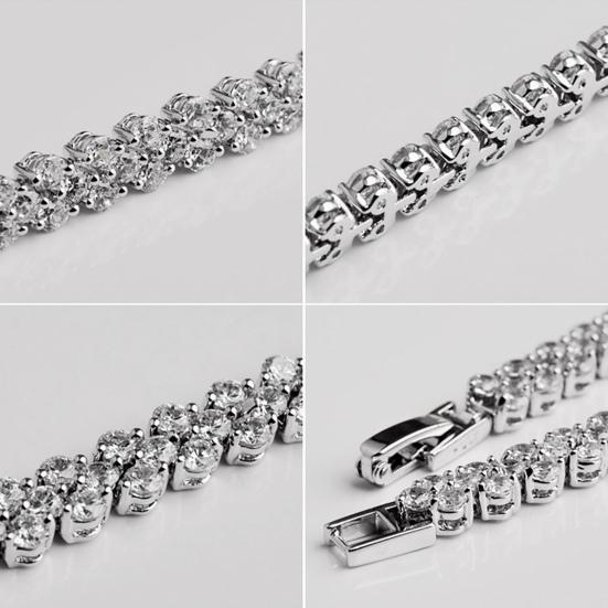 Chain Cubic Elegant Woman Zircon Rhinestone Inlaid Bangle for Daily Wear