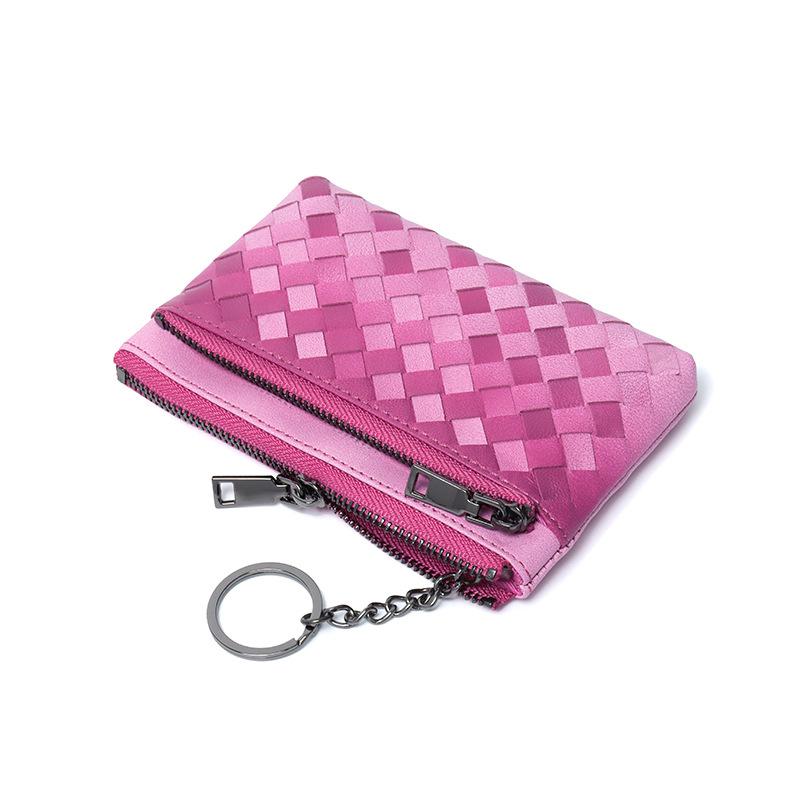 Weben aus Schafsleder Kurzes Wechselgeldtäschchen Damen Klein und ultradünn Kleine Geldbörse Leder Aufbewahrungstasche