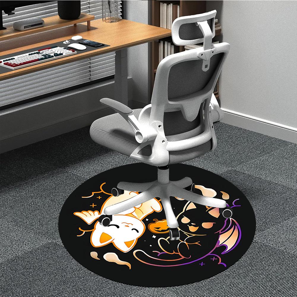 

1pc Halloween Cats Office Round Area Rug, Under Office Chairs Bedroom Living Room Home Decor, Room Deco, Available in Various Sizes 80cm