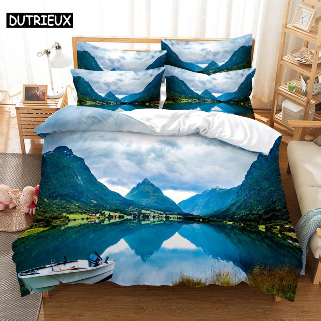 3D HD Scenic Quilt Cover Duvet Pillow Case bed Set Linen Woods Scene Forest King Queen Twin Single Double 3PCS 2PCS Home Textile