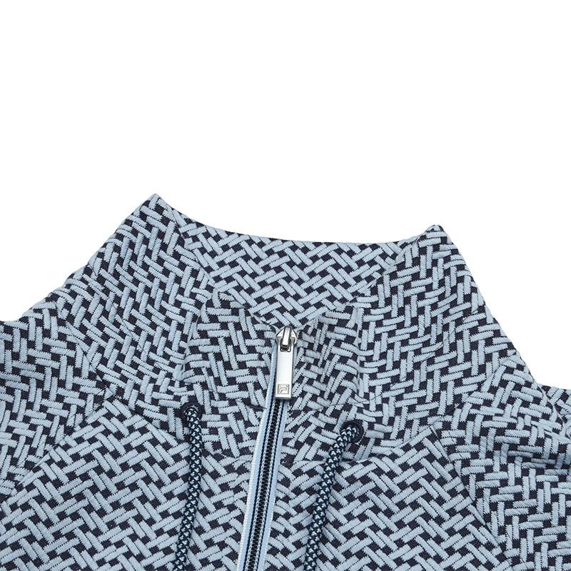 FILA White Series Fashion Versatile Knitted Long Sleeve Jacket Women Jackets Harmonious-Blue F11W513503FBU