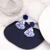 Wave Point Chinoiserie Acrylic Blue Earrings Chinese Style Hanfu Earrings Cheongsam Ear Stud  Women