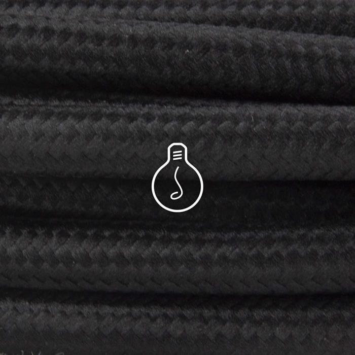 Câble électrique textile - AMARCORDS - Noir - 50 mètres - Rond - Fils naturels