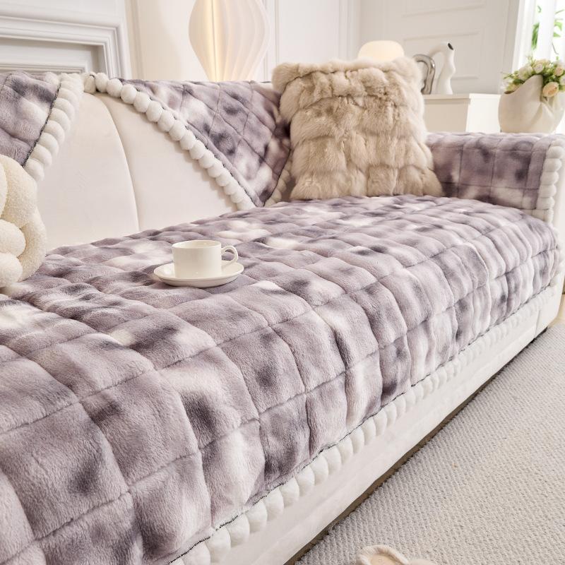 Flannel Sofa Cushion Autumn And Winter Soft And Warm  New Leather Sofa Cover Non-Slip Cover Cloth Towel Seat Cushion
