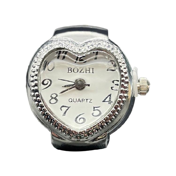 Fashion Heart Shape Finger Watch Couple Rings Jewelry Clock Roman Quartz Watches