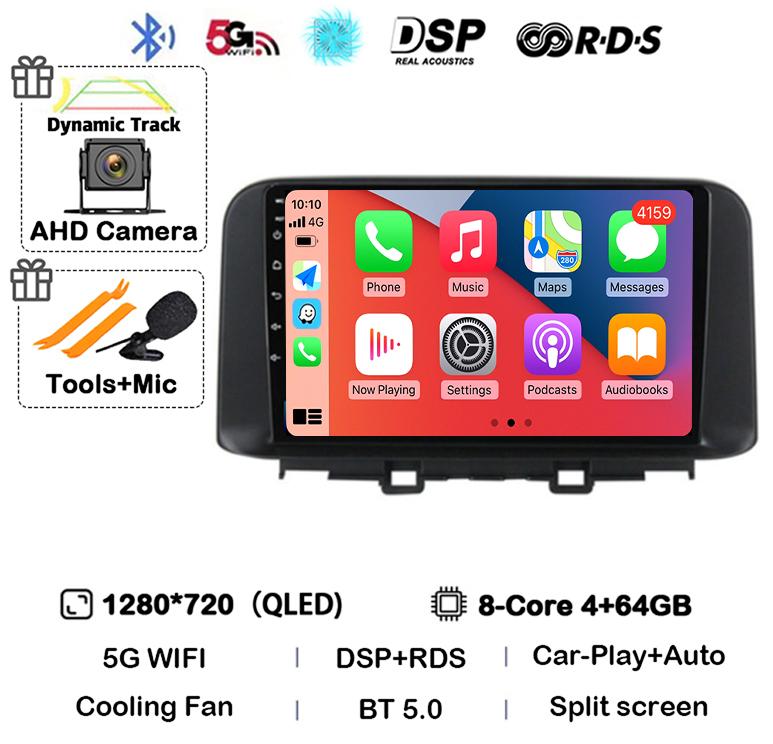 Android 14 Carplay Auto Car Radio Stereo For Hyundai Encino Kona 2018 2019 2020 2021 2022 GPS Multimedia Video Autoradio Player