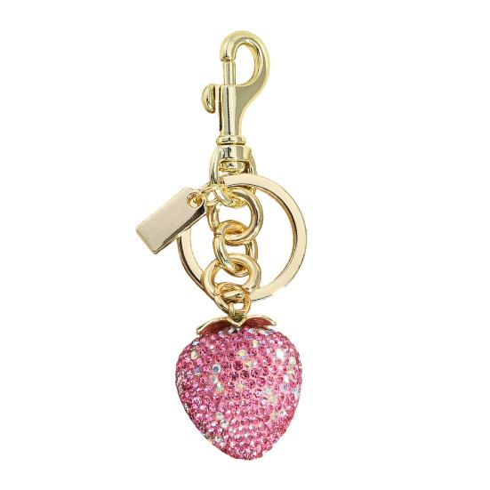 

Keychain Pendant Rhinestones Inlaid Strawberry Shape Key Chain with Lobster Clasp Bag Charm Backpack Pendant Accessory розовый