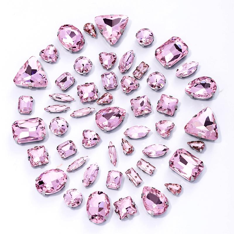 Sliver Claw Rhinestones Setting Shape Mix Clear Jelly Candy AB Glass Crystal Sew On Rhinestone Wedding Dress Shoes Bags DIY Trim