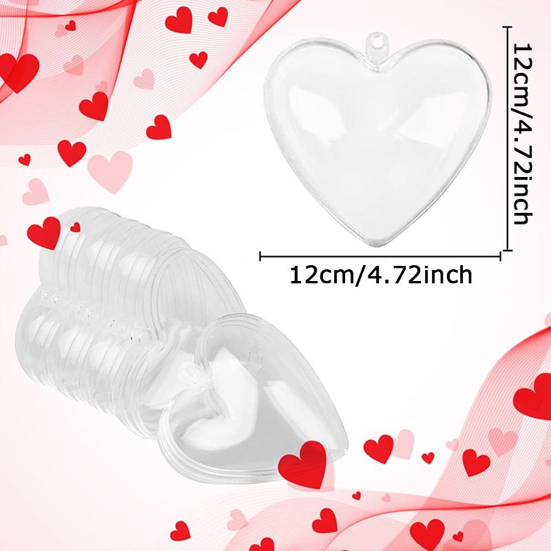 WTEMPO Heart Shaped Clear Fillable Ball Decorations DIY Craft Cute Plastic Wedding Hanging Ornament Balls for Christmas Tree Home Decor Birthday Gifts