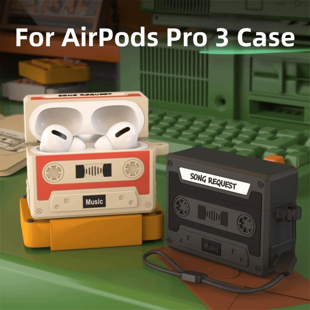 Silicone Earphone Case Retro Cassette Protective Shell for Airpods Pro 3 Accessories