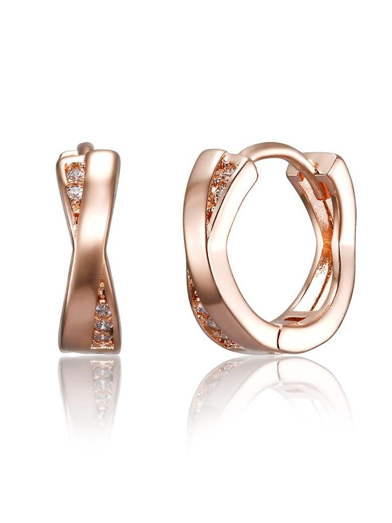 14K GF Cross Ribbon One-Touch Ring Earrings C24EGF198