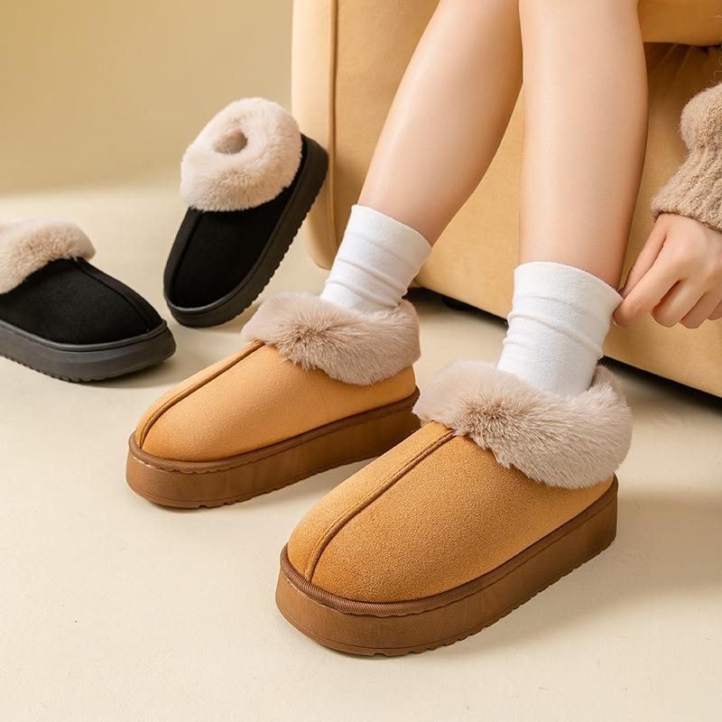 Bag Heel Cotton Slippers Women Autumn and Winter Fleece Thickened Warm Thick-soled Outer Wear Non-slip Couple Plush Snow Boots