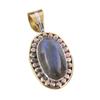 Natural Labradorite 925 Solid Sterling Silver Jewelry TwoTone Pendant 1.50" B1f11