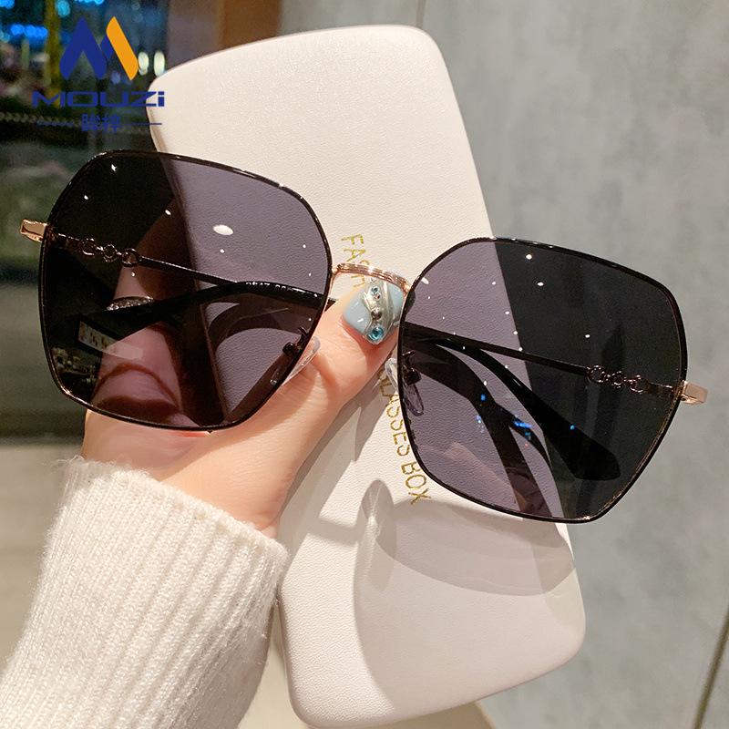 Korean-Style Women's Polarized Sunglasses: Street Chic, UV Protection, Retro Large Frame, Perfect for a Round Face