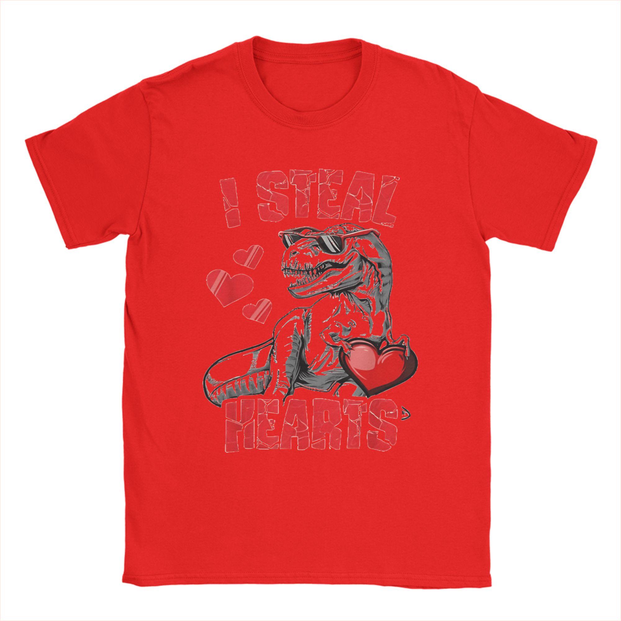 I steal hearts Trex Dino T Shirt Beach Y2K Retro T Shirts 100 Cotton Trending Tee Shirt For Unisex Short Sleeve Custom Logo Clothes S