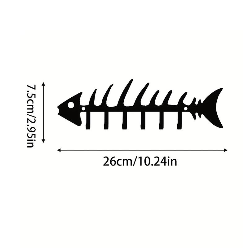 Gancio da Parete in Metallo con Design a Scheletro di Pesce, Decorazione da Parete per Riporre le Chiavi, Porta Chiavi da Ingresso, Decorazione per la Casa