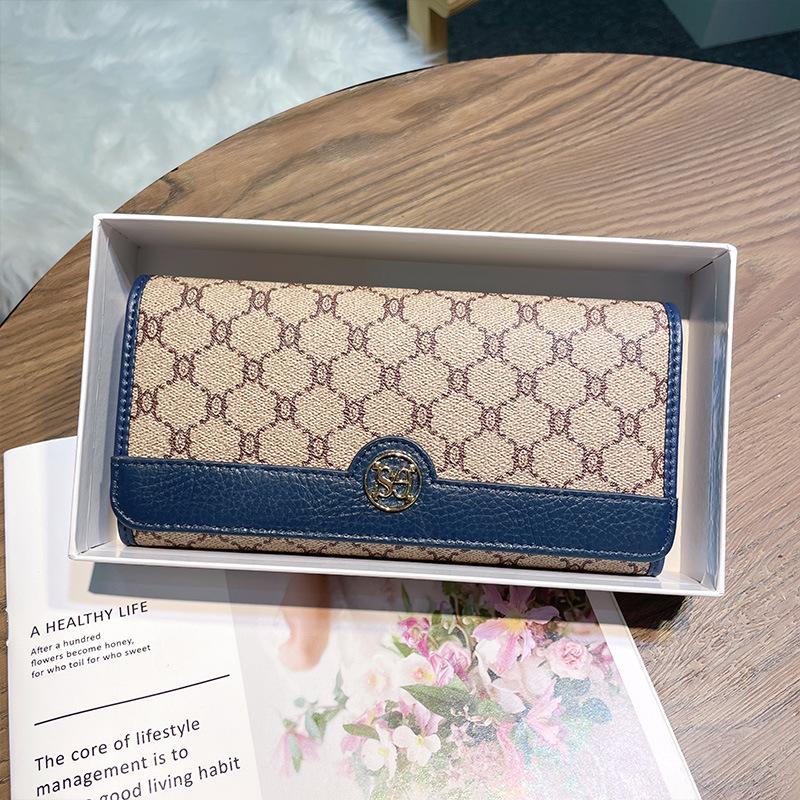 Fashionable Women s Wallet, Women s Long Style, Women s Wallet, 20% Off Genuine Leather, Multi Slot Card Bag, Women s Leather Wallet синий