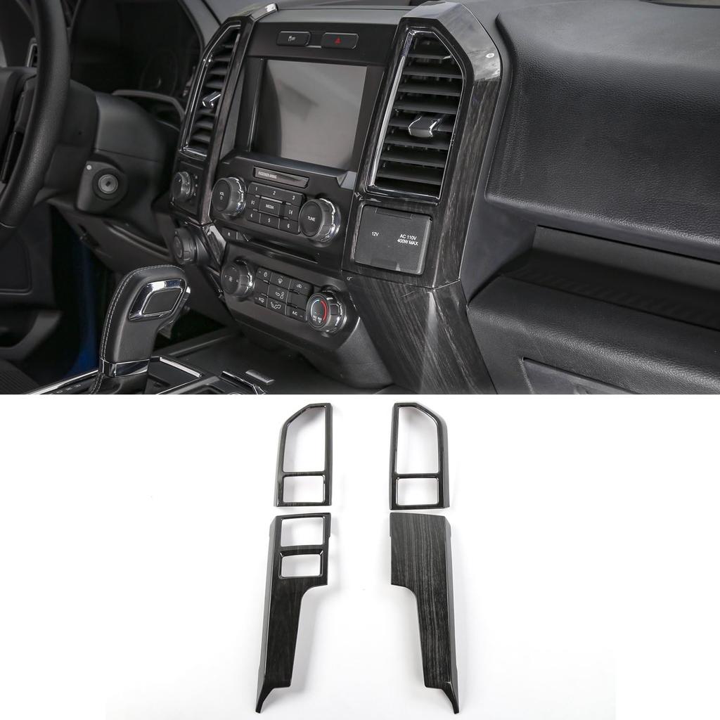 Voodonala for F150 Black Wood Grain Center Console Dash Air Conditioning Vent Panel Cover Trim Fit for Ford F150 2015-2020 & for 2017-2022