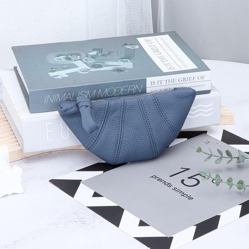 Real Cowhide French Croissant Women High-quality Niche Ins Kosung Bag Hand-held Lipstick Storage Change Purse