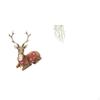 Elegant Reindeer Elk Sculpture with Green Plant Leaves Wall Art Tabletop Ornament for Living Room