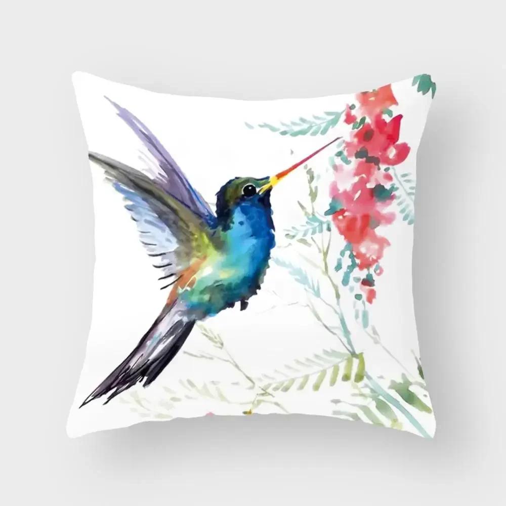 New Cute Animal Bird Flower Pillow Case Sofa Bedroom Living Room Seat Car Cushion Cover Home Decoration Pillowcase 45*45Cm