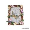 Elegant Emaille Bloemen Vogel Metalen Fotolijst Met Strass Accent Antiek Fotolijstje Voor Tafelblad Planken Decoraties