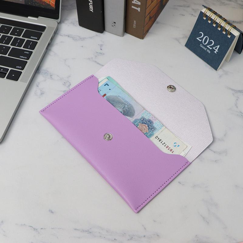 

Ультратонкий гаманець-конверт для готівки для чоловіків і жінок, зносостійкий, з ПУ шкіри, органайзер для грошей, водонепроникний тримач для грошей фіолетовий