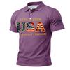Men’s Short Sleeve Polo Shirt with USA 250 Years of Freedom Letter Print Classic Fit Soft Fabric Casual Top