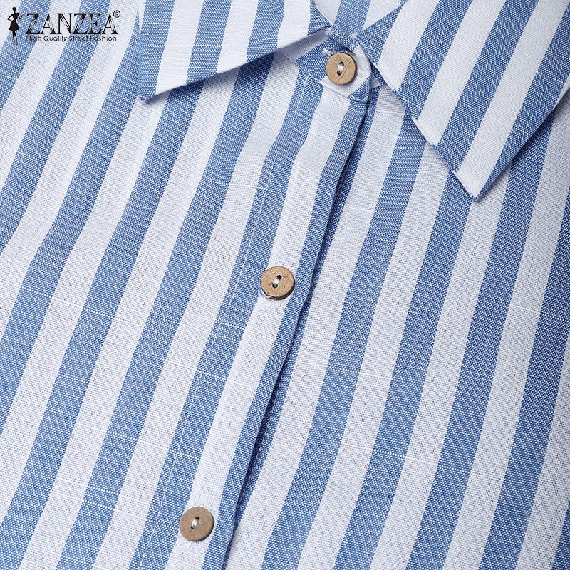 ZANZEA Women Casual Turn Down Collar Summer Short Sleeve Shirt Dress