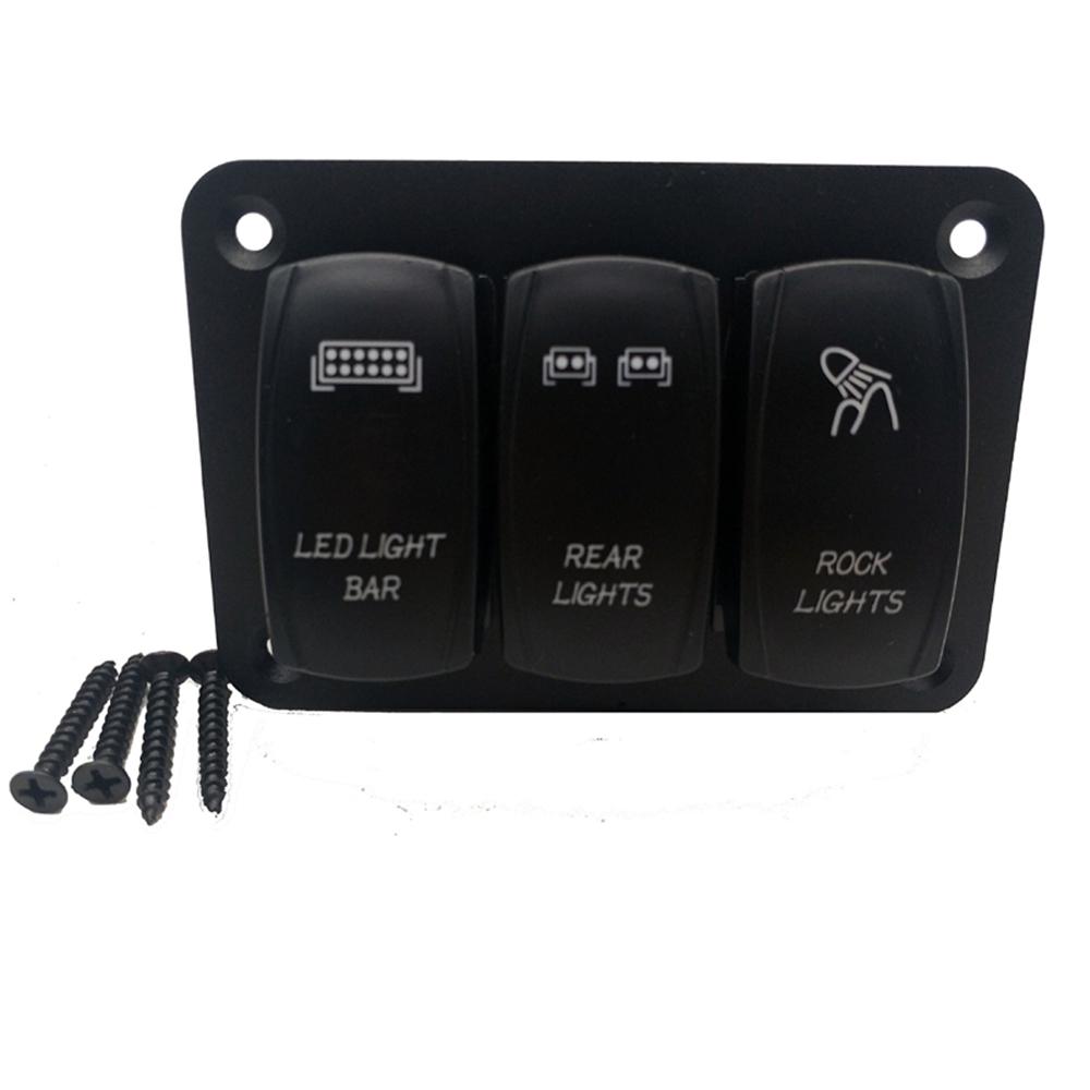 New 12V/24V 3 Gang Toggle Rocker Switch Panel Blue LED Light for Car Marine Boat