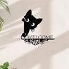 Vintage Metal Black Cat Welcome Sign Wall Decor For Cat Lovers Gift