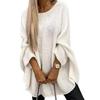 Pull Cape Style Col Rond pour Femme Pull Lâche Coupe Ample Hauts Couleur Unie