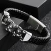 Punk 316L Stainless Steel Skull Bracelet for Men Vintage Men's Braided Leather Rope Chain Wrap Bracelets Massive Male Jewelry