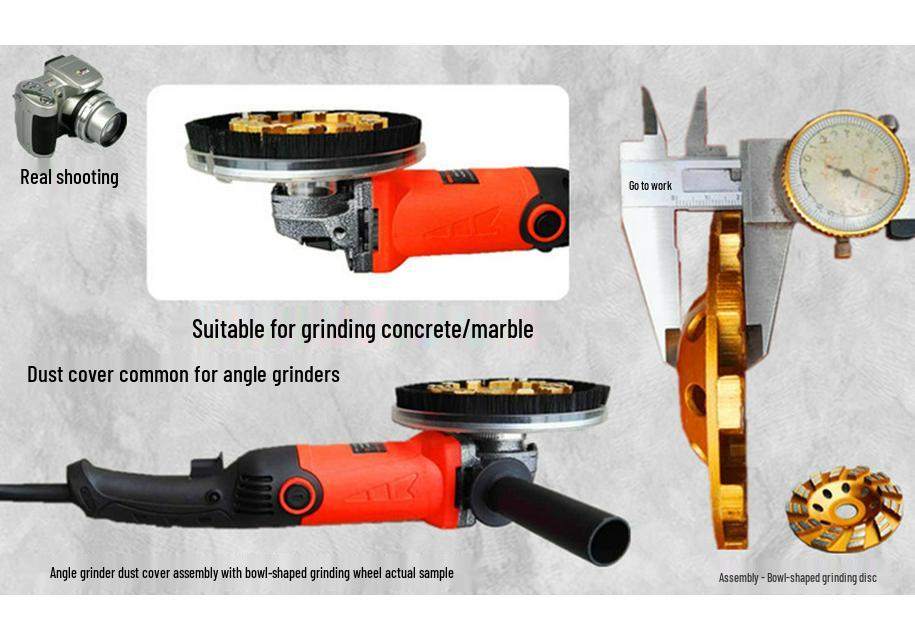 4-5" Angle Grinder Dust Collection Cover for Concrete & Fiberglass Grinding