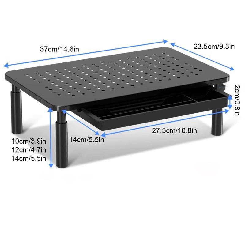 Computer Monitor Heighten Storage Rack with Drawer Notebook Heat Dissipation Holder Desktop Home Office Keyboard Organizer Shelf