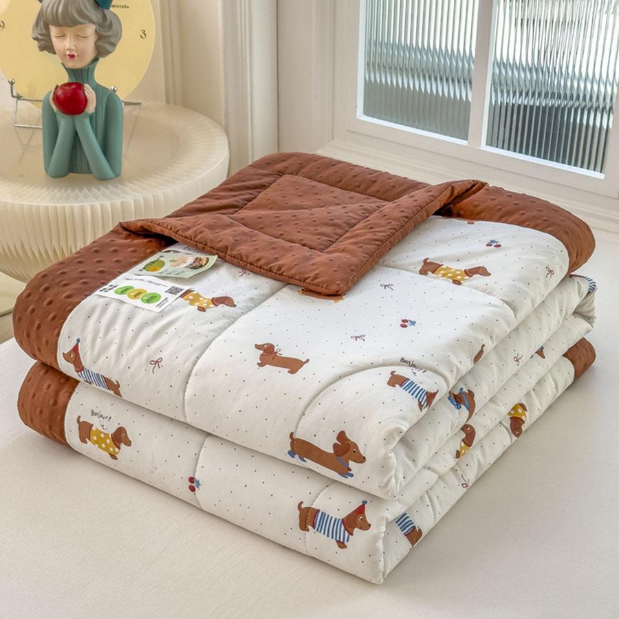 KDJEIKZ New Washable Cotton 3D Quilted Bean Blanket With Soybean Fiber Can Be Machine Washable Lightweight Luxury Cover Blanket