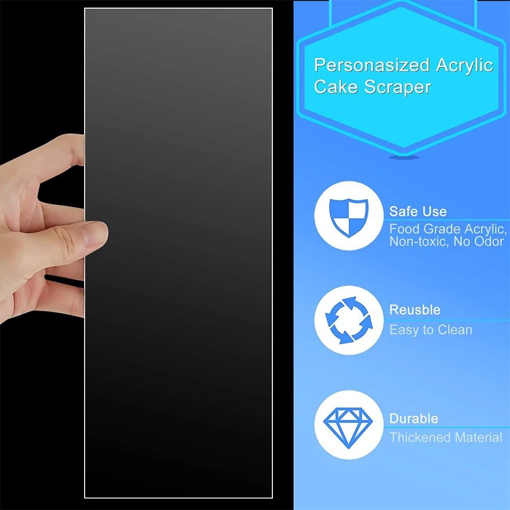 6Pack Acrylic Cake ScrapersTransparent Spatula Professional Set DIY Frosting Buttercream Decorating Combs Easy To Clean Reusable