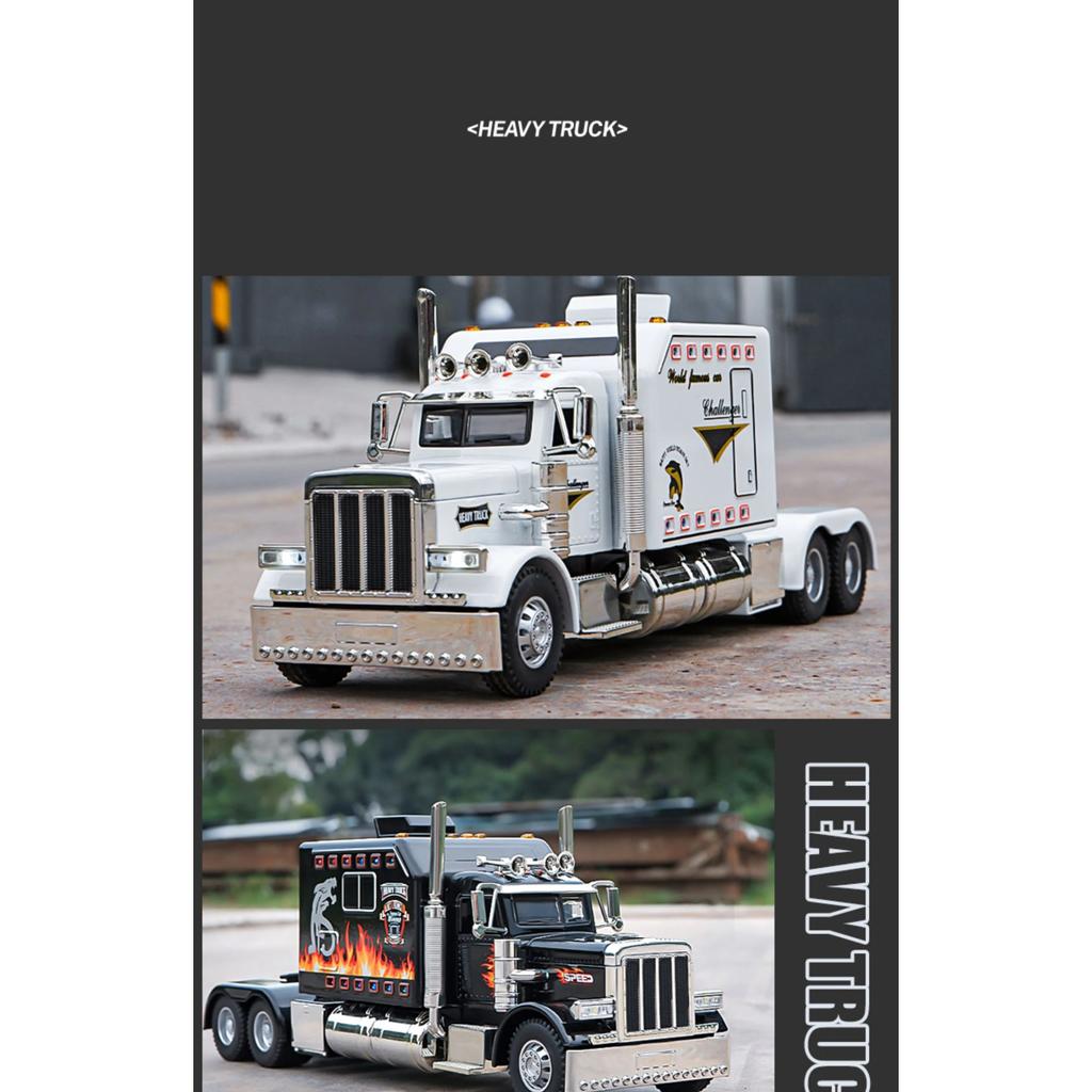 1/24 Peterbilt 389 Tractors Truck Alloy Toy Car Model Wheel Steering Sound and Light Children's Toy Collectibles Birthday Gift